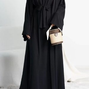 Abaya Kimono 2 pièces noire élégante et moderne