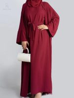 Abaya Kimono 2 pièces Rouge élégante et moderne