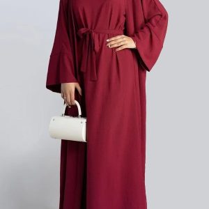 Abaya Kimono 2 pièces Rouge élégante et moderne