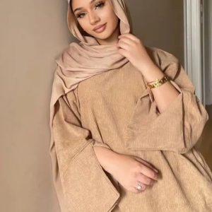 Abaya kimono beige Inès élégante et moderne