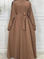 Abaya Café Clair, coupe fluide et confortable