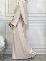 Stylée abaya kimono beige pour toutes occasions