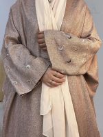 Abaya kimono beige rosé élégante et moderne