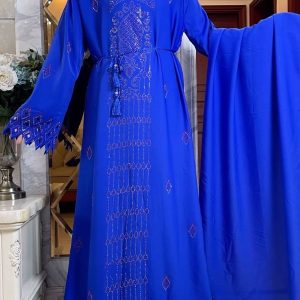 Abaya kimono bleu azur profond