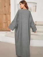 Abaya kimono dubaï, teinte gris ardoise chic et intemporelle