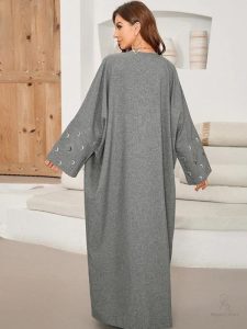 Abaya kimono dubaï, teinte gris ardoise chic et intemporelle
