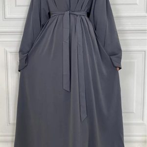 Abaya kimono gris ardoise élégante et moderne