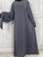 Kimono gris ardoise, style abaya contemporain
