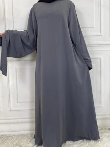 Kimono gris ardoise, style abaya contemporain