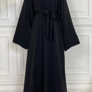 Abaya kimono noir ébène élégante et sophistiquée