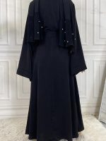 Élégante abaya kimono noir ébène pour toutes occasions