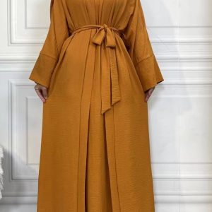 Abaya kimono Ocre élégante et moderne