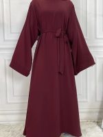 Abaya kimono rouge grenat élégante et moderne