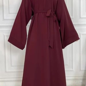 Abaya kimono rouge grenat élégante et moderne