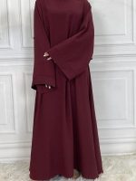 Abaya kimono style chic en rouge grenat