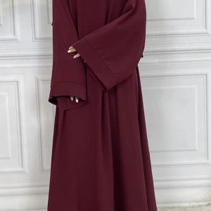 Abaya kimono style chic en rouge grenat