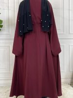 Kimono abaya rouge grenat pour occasions spéciales
