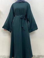 Abaya kimono vert émeraude élégante et fluide