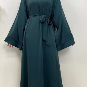 Abaya kimono vert émeraude élégante et fluide