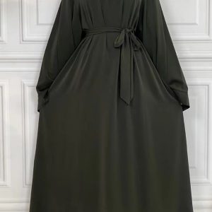 Abaya kimono vert olive élégante et moderne
