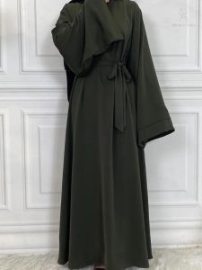 Abaya en vert olive, parfaite pour toutes occasions