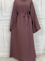 Abaya kimono Violet Poudré élégante et contemporaine