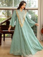 Abaya mariage en vert céladon, parfaite pour les cérémonies