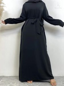 Abaya noir, tissu léger pour un confort optimal