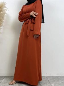 Abaya fluide orange, idéale pour les occasions spéciales