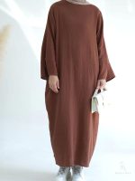 Abaya en coton pour femme couleur café