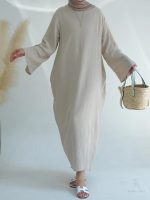 Abaya féminine légère en coton crème