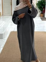 Abaya en velours grise pour femme