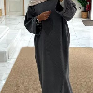 Abaya en velours grise pour femme
