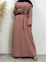 Abaya rose poudré, parfait pour les occasions spéciales