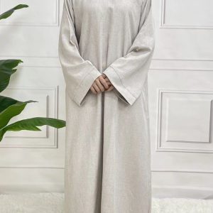 Abaya satin blanche élégante pour un style raffiné