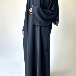 Abaya satin bleu classique et élégant