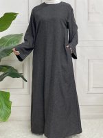 Abaya satin gris élégante pour un style raffiné