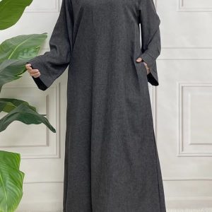 Abaya satin gris élégante pour un style raffiné