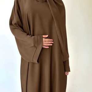 Abaya satin marron élégante et raffinée