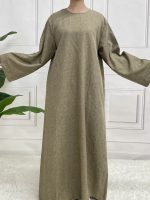 Abaya satin taupe élégante et moderne