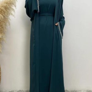 Abaya vert émeraude élégante et moderne