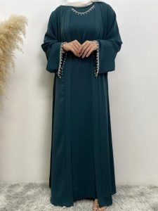 Abaya en vert émeraude, style raffiné