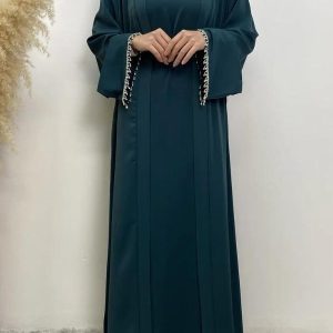 Abaya en vert émeraude, style raffiné