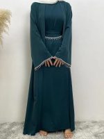 Abaya chic vert émeraude, parfaite pour toutes occasions