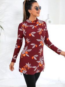 Burkini modeste en trois parties, style floral et confortable