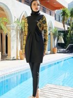 Burkini royal doré 3 pièces pour une élégance moderne