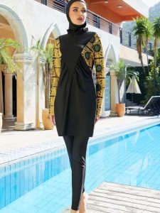 Burkini royal doré 3 pièces pour une élégance moderne