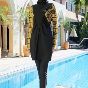 Burkini royal doré 3 pièces pour une élégance moderne