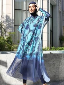 Burkini 4 pièces Bleu Océan pour un look élégant et pratique
