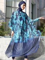 Ensemble burkini bleu océan, parfait pour la baignade et le confort